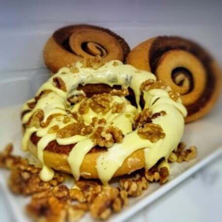 Banana Walnut Cinnamon Roll