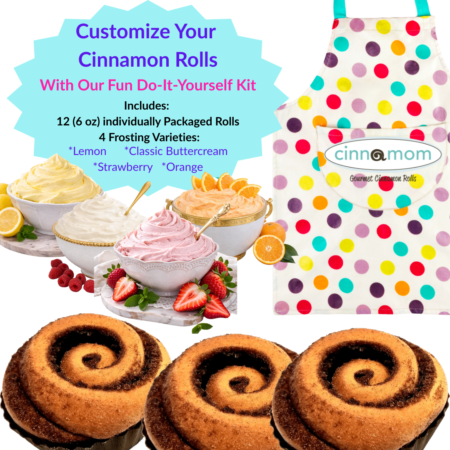 Do-It-Yourself Cinnamon Roll Fun Decorating Kit with 4 Frosting Varieties