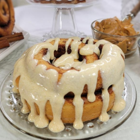 Peanut Buttercream Cinnamon Roll