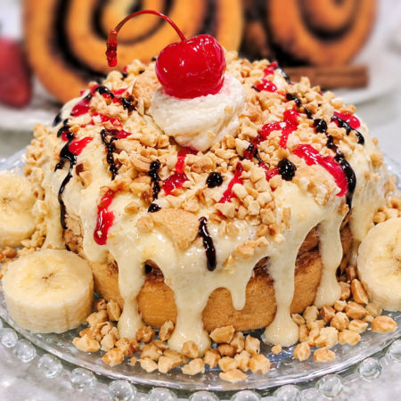 Banana Split Cinnamon Roll