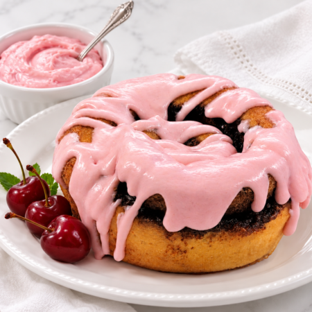 Cherry Buttercream Cinnamon Roll