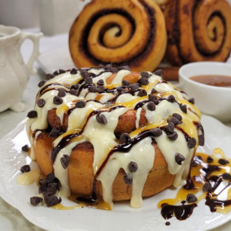 Chocolate Caramel Cinnamon Roll