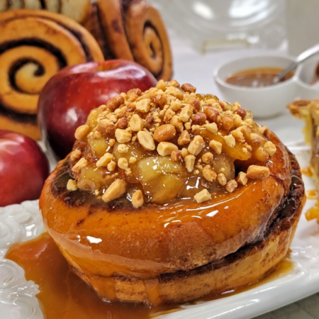 Nutty Caramel Apple Cinnamon Roll